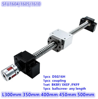 SFU1605 L300mm 350mm 365mm 400mm 465 450mm 500mm SFU1605 1610 ball screw with BKBF12 end machined nut housing couple for cn part