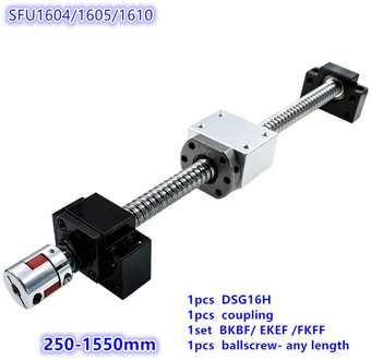 SFU1605 set:16mm rolled ball screw C7 with end machined + 1605 ball nut + nut housing+BK/BF12 end support + coupler RM1605
