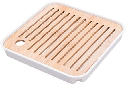 Sfvefvd 1Pc Eenvoudige Stijl Vierkante Vorm Soak Thee Dienblad Water Afvoer Kung Fu Thee Drogen Board Thuis Kantoor Tafel decor wit