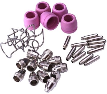 Sg55 Ag60 34Pcs Verbruiksartikelen Kit Elektroden Sheild Cups Tips Spacer Gids Voor Plasma Cutter Lasser Torch 34Pk