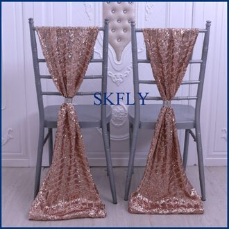 SH005G patroon bruiloft decoratie Kerst rose gold sequin stoel sash met bloem