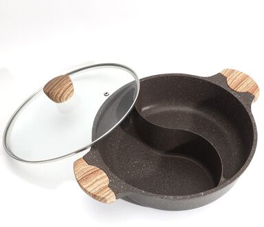 Shabu Pan Japanse Stijl Pot Yuanyangguo Elektromagnetische Kachel Gasfornuis Universele Dikker Non Stick Braadpan Pannen eend Pot 28cm