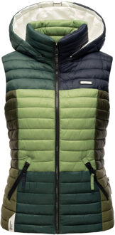 Shadaa Multikulti dames gewatteerde bodywarmer – Licht, kleurrijk & trendy - maat Groen