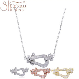 SHADOWHUNTERS Original 925 Sterling Silver Lock Pendant Necklaces Clear CZ Femme Luxury Brand Necklace Fashion Jewelry Making
