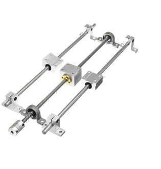 Shaft Rod Set T8 Dual Lead Screw Coupling Bearings Support Block KP08 SCS8UU CNC Part 200 250 300 350 400 500mm Optical axis