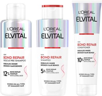 Shampoo en Conditioner L'Oréal Paris Elvital Bond Repair Pre-Shampoo, Shampoo & Conditioner 150 ml + 2 x 200 ml
