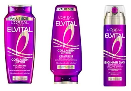 Shampoo en Conditioner L'Oréal Paris Elvital Collagen Lifter Shampoo, Conditioner & Refreshing Volume Spray 400 ml + 400 ml + 200 ml