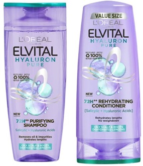 Shampoo en Conditioner L'Oréal Paris Elvital Hyaluron Pure Shampoo & Conditioner 250 ml + 200 ml