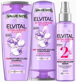 Shampoo L'Oréal Paris Elvital Hyaluron Plump Shampoo, Conditioner & Leave-in Spray 400 ml + 300 ml + 150 ml