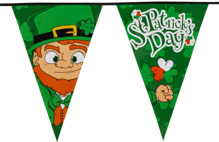 Shamrock vlaggetjes deco slinger 8 meter - Feestslingers Multikleur