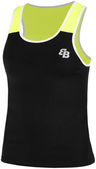 Shanghai Tanktop Dames-Zwart,Neongeel - L