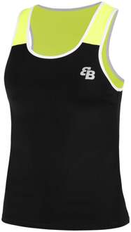 Shanghai Tanktop Dames-Zwart,Neongeel - M