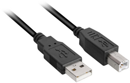 Sharkoon USB 2.0 Kabel, USB-A > USB-B 2m Zwart