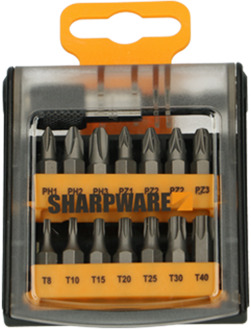 Sharpware bitset 15 delig + bithouder - B025SET15