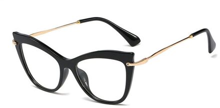 Shauna Anti-Blauw Licht TR90 Retro Vrouwen Cat Eye Optische Brilmonturen glanzend zwart