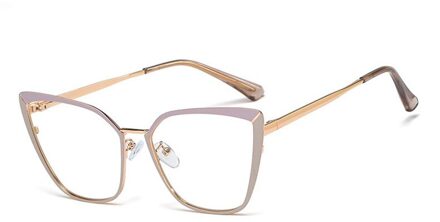 Shauna Lente Scharnier Vrouwen Metalen Cat Eye Optische Brillen Frame Dubbele Kleuren C6 paars roze