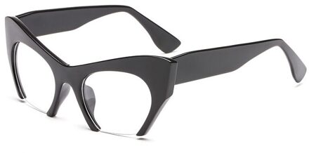 Shauna Retro Vrouwen Half Frame Cat Eye Brilmonturen Mode Optische Frame glanzend zwart