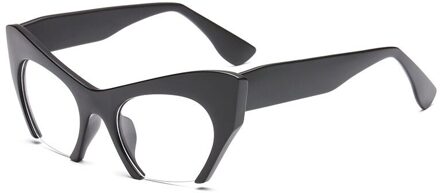 Shauna Retro Vrouwen Half Frame Cat Eye Brilmonturen Mode Optische Frame matte zwart