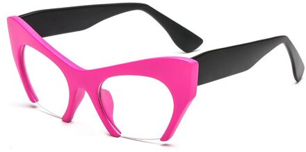 Shauna Retro Vrouwen Half Frame Cat Eye Brilmonturen Mode Optische Frame roos rood matte zwart