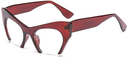 Shauna Retro Vrouwen Half Frame Cat Eye Brilmonturen Mode Optische Frame thee