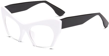 Shauna Retro Vrouwen Half Frame Cat Eye Brilmonturen Mode Optische Frame wit zwart