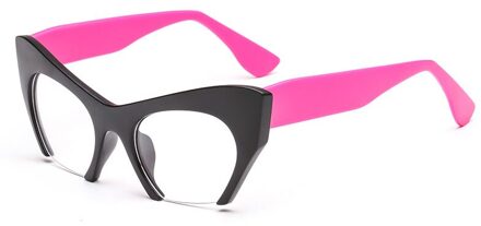 Shauna Retro Vrouwen Half Frame Cat Eye Brilmonturen Mode Optische Frame zwart roos rood