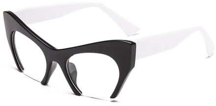 Shauna Retro Vrouwen Half Frame Cat Eye Brilmonturen Mode Optische Frame zwart wit