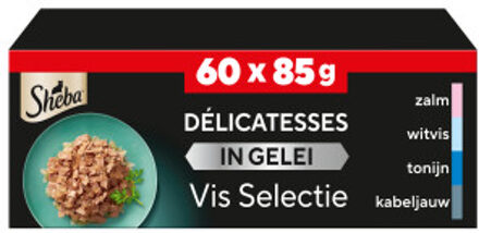 Sheba Delicatesses Vis Selectie in gelei natvoer kat (maaltijdzakjes, maxipack) 60 x 85 g
