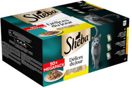 Sheba Délices du Jour met kip, kalkoen en eend in saus natvoer kat (50g) 50 x 50 g
