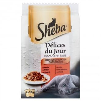 Sheba Kattenvoer Delices du Jour Traiteur selectie maaltijdzakjes 6x50 g 1x6