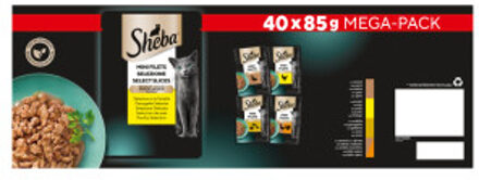 Sheba Mini Filets Gevogelte Selectie in saus natvoer kat multipack (zakjes 85 g) 2 verpakkingen (80 x 85 g)