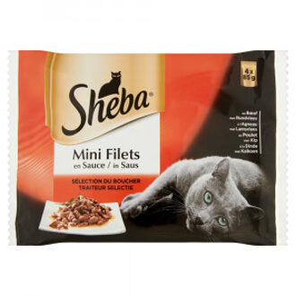 Sheba Multi-Pack Mini Filets Traiteur Pouch - Kattenvoer - Vlees 4x85 g