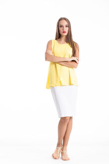 Sheer Detail mouwloze stretch top Geel