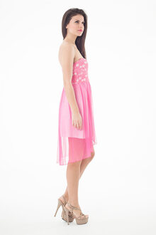Sheer & Lace Layer Dress Fuchsia - S
