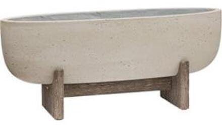 Shelby M beige washed 75 cm ovale bloempot op poten