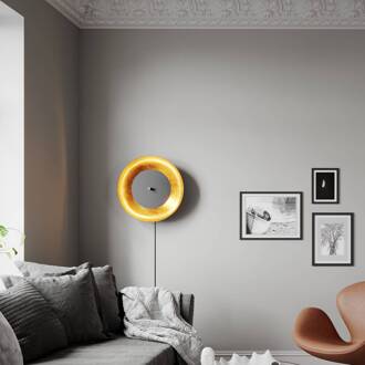 Shelby wandlamp, stekker zwart/goud zwart, goud