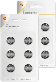 Shell Batterijen Shell knoopcel - CR2025 - 12x stuks - Lithium