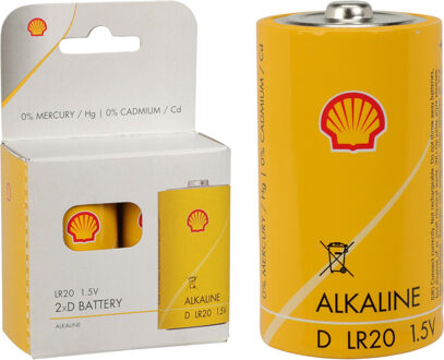 Shell Batterijen - type LR20 - 2x stuks - Alkaline - Longlife