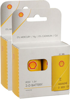 Shell Batterijen - type LR20 - 4x stuks - Alkaline - Longlife