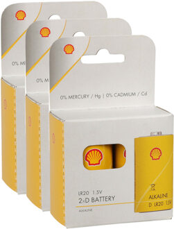 Shell Batterijen - type LR20 - 6x stuks - Alkaline - Longlife