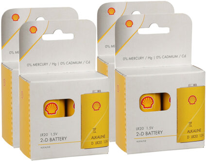 Shell Batterijen - type LR20 - 8x stuks - Alkaline - Longlife