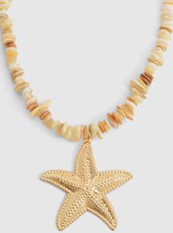 Shell Detail Starfish Necklace, Gold - ONE SIZE
