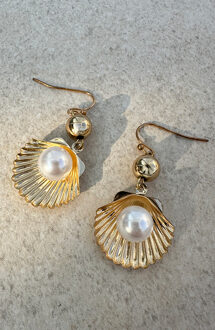 Shell Pearl Oorbellen Goud