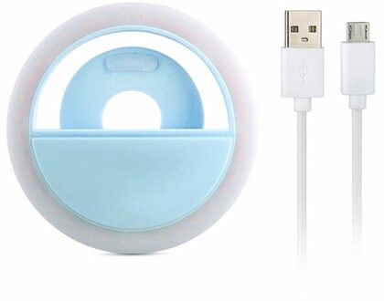 Shellnail Draagbare Selfie Led Camera Ring Flash Mobiele Telefoon Licht Invullen Flash Usb Clip Voor Telefoon Night Fotografie Vulling Licht blauw