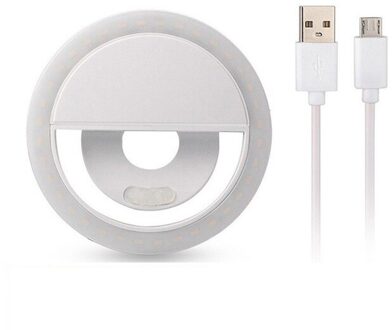 Shellnail Draagbare Selfie Led Camera Ring Flash Mobiele Telefoon Licht Invullen Flash Usb Clip Voor Telefoon Night Fotografie Vulling Licht wit