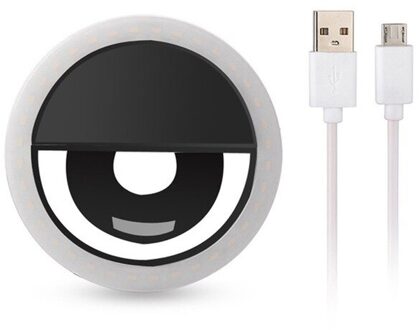 Shellnail Draagbare Selfie Led Camera Ring Flash Mobiele Telefoon Licht Invullen Flash Usb Clip Voor Telefoon Night Fotografie Vulling Licht zwart