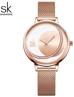 Shengke Crystal Lady Watches Luxury Brand Women Dress Watch Original Design Quartz Wrist Watches Creative Relogio Feminino