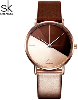 Shengke Women's Watches Fashion Leather Wrist Watch Vintage Ladies Watch Irregular Clock Mujer Bayan Kol Saati Montre Feminino