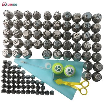 SHENHONG 109 STKS Russische Icing Piping Tips Set 1 Stks Siliconen Tas 3 Coupler Tulp Nozzles Cupcake Cake Decorating DIY Dessert