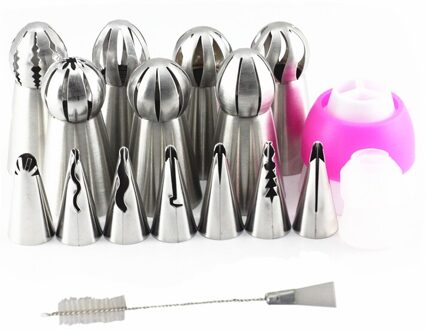 SHENHONG 17 stks Russische Sferische Bal Icing Piping Nozzles Koreaanse Stijl Pastry Tips Rvs Cake Dessert Decoreren Tool